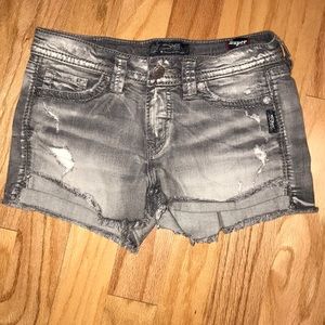faded black/grey jean shorts